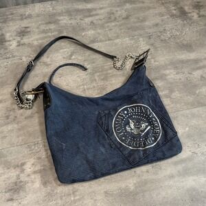 Vintage VTG Y2K 2000's 00's 123 Ramones Shoulder Grunge Punk Pattern Navy Bag